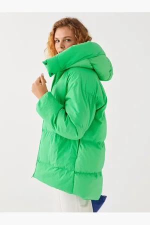 LC Waikiki Gerader, Langärmliger, Übergroßer Puffermantel Mit Kapuze für Damen - XS