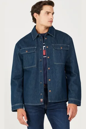 Wrangler Dunkelblaues, Locker Sitzendes, Bequemes Jeans-jeanshemd Aus 100 % Baumwolle Mit Langen Ärmeln für Herren - L