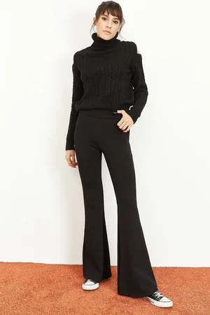 Bianco Lucci Schwarze Strumpfhose Mit Ausgestelltem Bein Und Gerafftem Stahlmuster für Damen - M
