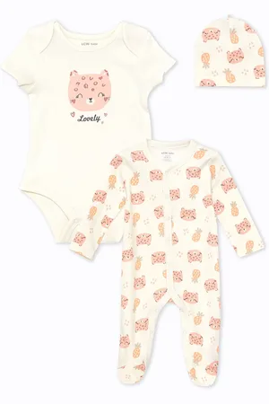LC Waikiki 3-teiliges Baby-set Für Mädchen Mit Rundhalsausschnitt für Damen - 6–9 Monate