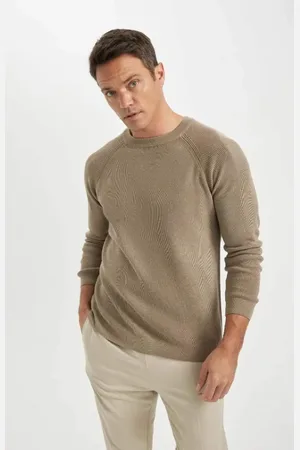 DeFacto Standard-passform, Normaler Schnitt, Fahrradkragen, Basic, Einfarbig, Strickpullover A8458ax24wn für Herren - L