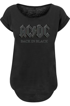 F4NT4STIC Acdc Back In Black Mit Ladies Long Slub Tee für Damen - 5XL