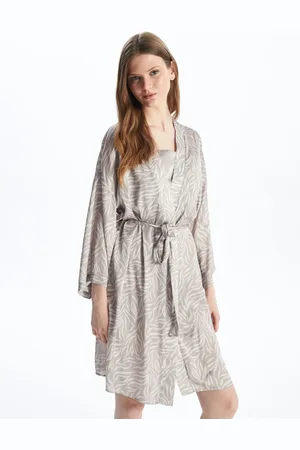 LC Waikiki Satin-gemusterter Schalkragen-morgenmantel für Damen - L