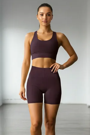 Trendyol Dark Plum Recovery Gestrickte Sportshorts/kurze Leggings für Damen - XS