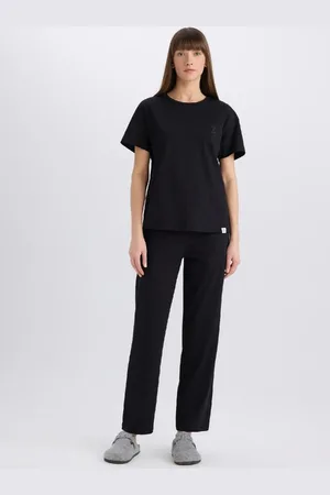 DeFacto Pyjama-set Zum Verlieben – Rundhalsausschnitt, Kurze Ärmel, Elastische Obere Taille, Langer Boden E5820ax25 für Damen - M