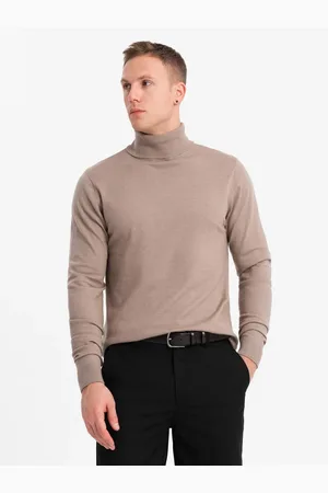 Ombre Clothing Strickrollkragen Mit Viskose Dunkelbeige V3 Xl für Herren - L