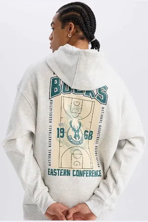 DeFacto Fit Nba Milwaukee Bucks Übergroßes, Breites, Dickes Sport-sweatshirt Mit Kapuze für Herren - M