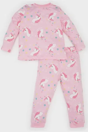 DeFacto Pyjama-set Für Babys Mit Einhorn-aufdruck – Langärmlig, Dehnbare Taille, Lange Nachtwäsche E0763a52 für Damen - 12–18 Monate