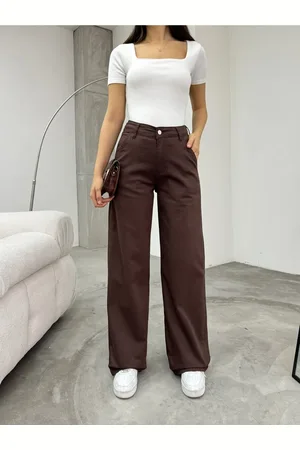 BİKELİFE Palazzo-hose Mit Hoher Taille, Lycra, Dehnbar, Weites Bein für Damen - L