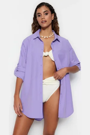 Trendyol Fliederfarbenes, Gewebtes Strandhemd – für Damen - 38