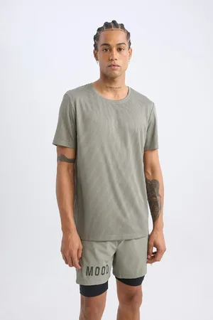 DeFacto Sport-t-shirt Mit Rundhalsausschnitt, Bedruckter Passform Und Schmaler Passform – Kurze Ärmel für Herren - L
