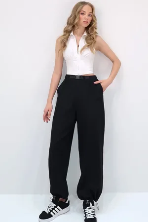 Trend Alacati stili Schwarze Jogginghose Mit Doppelter Tasche, Elastischem Bund Und Detailliertem Sommer-jogginghose für Damen - L