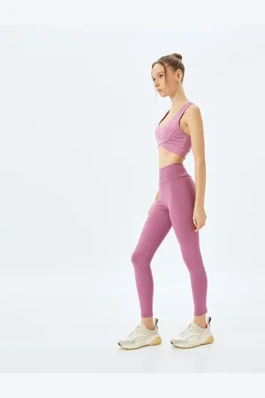 Koton Sport-leggings Mit Hoher Taille, Weiche Nähte, Detaillierte Slim-fit für Damen - L