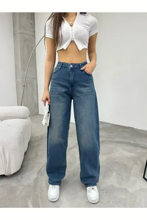 BİKELİFE Locker Geschnittene, Bequeme Baggy-jeanshose Mit Weitem Bein für Damen - 34