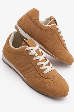 Marjin Zonya Camel Sneaker Aus Wildleder – Genähte Sportschuhe für Damen - 37