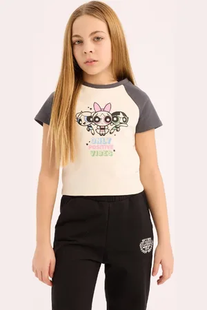 DeFacto Powerpuff Girls Crop Camisole Mit Rundhalsausschnitt Und Kurzen Ärmeln Für Mädchen E0482a825sp für Damen - 5–6 Jahre