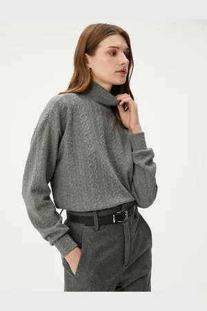 Koton Strukturiertes Langarm-sweatshirt Mit Stehkragen für Damen - XL
