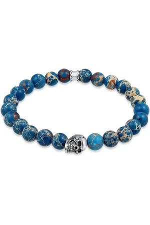 Kuzzoi Armband Totenkopf -gefärbter Achat 925 Silber für Herren - 21 cm