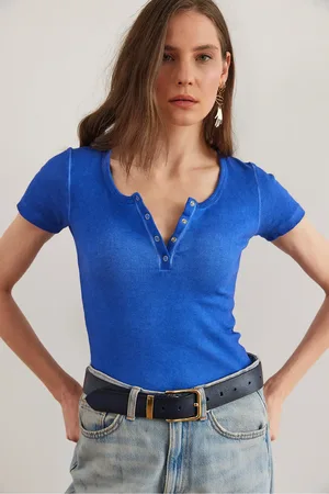 Olalook Saks Blue Washed Camisole Bluse – Blz- 19000171 für Damen - M