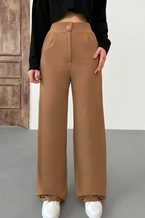 BİKELİFE Hellbraune, Lockere Palazzo-hose Mit Weitem Bein Aus Lycra für Damen - XL