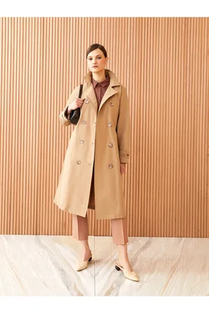 LC Waikiki Jackenkragen Gerader Langarm Gabardine Trenchcoat für Damen - 42