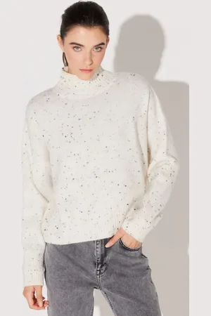 Lee Cremefarbener Rollkragen-crop-strick-cardigan für Damen - L