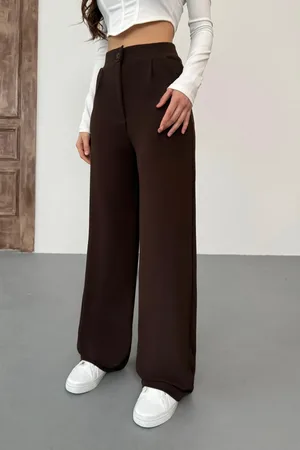 BİKELİFE Braune Palazzo-hose Aus Lycra Mit Weitem Bein für Damen - S