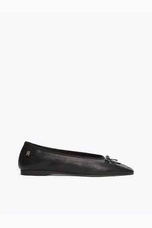 Tommy Hilfiger Flache Ballerina-ballerinas Aus Schwarzem Leder -bds für Damen - 39