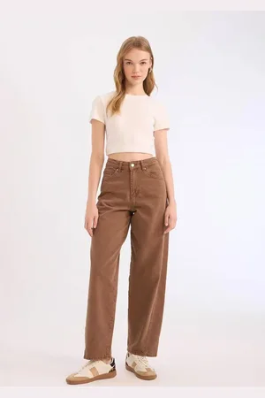 DeFacto Coool Baggy Fit Gewaschene Gabardine-hose Mit Normaler Taille für Damen - 38