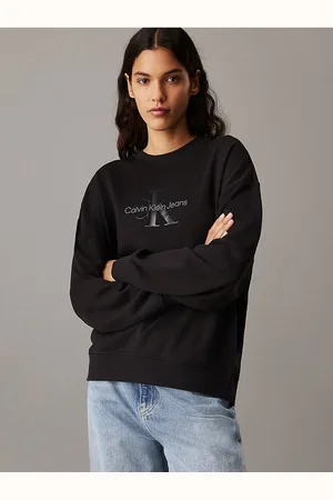 Calvin Klein Glänzendes Monologo-sweatshirt – Normaler Rundhalsausschnitt für Damen - XS