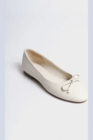 Capone Outfitters Off-white Ballerinas Aus Echtem Leder Mit Schleife Und Runder Spitze für Damen - 38