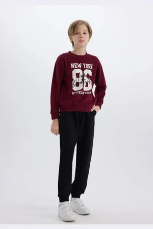 DeFacto 2-teiliges Set Für Jungen, Bedrucktes, Dickes Sweatshirt Mit Rundhalsausschnitt Und Elastischem Bund, Jogginghose E1935a824cw für Herren - 8–9 Jahre