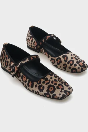 Capone Outfitters Ballerinas Aus Samt Mit Schnalle Und Leopardenmuster für Damen - 39