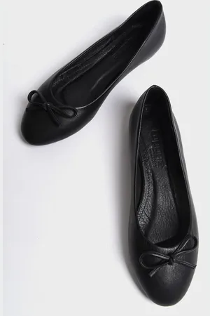 Capone Outfitters Schwarze Ballerinas Aus Echtem Leder Mit Schleife Und Runder Spitze für Damen - 39