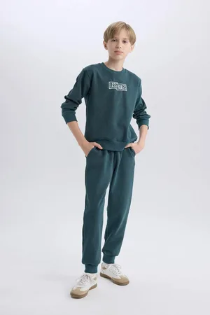 DeFacto Bedrucktes Sweatshirt Mit Rundhalsausschnitt Und Elastischer Jogginghose Für Jungen, 2-teiliges Set D9853a825sp für Herren - 8–9 Jahre