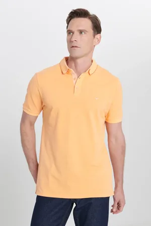 Altınyıldız Classics Orangefarbenes Slim Fit-t-shirt Mit Polokragen Und Gemustertem Polokragen Aus 100 % Baumwolle für Herren - L
