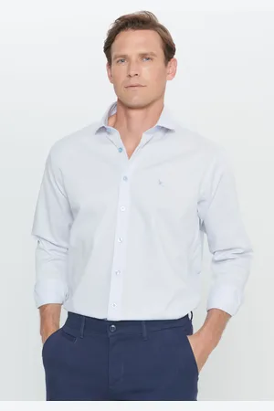 Altınyıldız Classics Hellblaues Hemd Mit Normaler Passform, Entspannter Passform, Kleinem Italienischem Revers Und Dobby für Herren - L