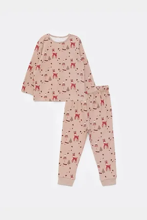 LC Waikiki Bedrucktes Langarm-pyjama-set Mit Rundhalsausschnitt Für Babys für Damen - 3–6 Monate