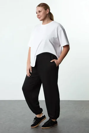 Trendyol Schwarze Jogger-jogginghose Mit Weichen Knöpfen – Übergröße für Damen - 2XL