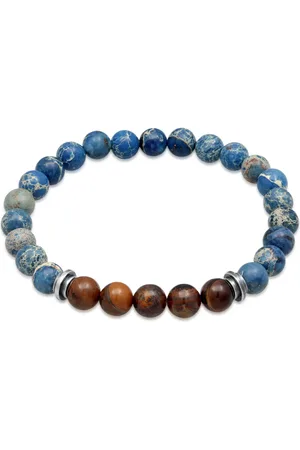 Kuzzoi 925 Silber Achat Tigerauge Steinkol Armband für Herren - 23 cm
