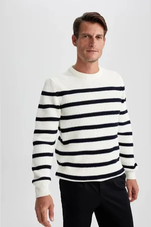 DeFacto Gestreifter Pullover Mit Rundhalsausschnitt, Standard-passform B0546ax23wn für Herren - S