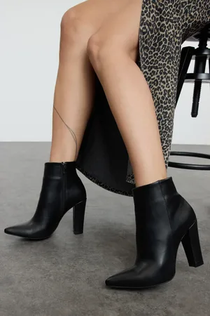 Trendyol Schwarze Stiefel Mit Spitzer Zehenpartie Und Dickem Absatz – Reißverschlussdetail für Damen - 38