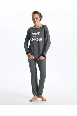 LC Waikiki Gestreiftes Langarm-pyjama-set Mit Rundhalsausschnitt für Damen - S