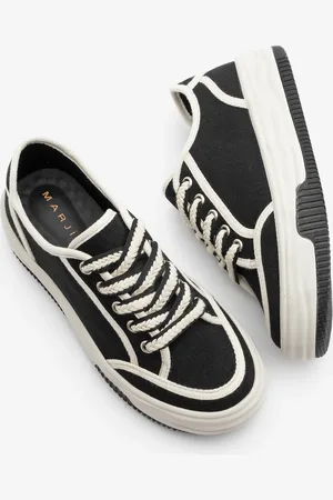Marjin Sneaker Aus Schwarzem Leinen – Schnür- Und Dofkin-sportschuhe für Damen - 38