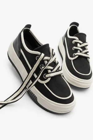 Marjin Sneaker Aus Leinen – Schwarze Ecru-sportschuhe Zum Schnüren für Damen - 36