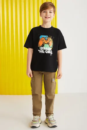 Grimelange Jery Boy Bedrucktes Kurzärmliges Schwarzes T-shirt Aus 100 % Baumwolle - 7–8 Jahre