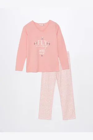 LC Waikiki Pyjama-set Mit Langen Ärmeln Und Rundhalsausschnitt – Bedruckt für Damen - XS