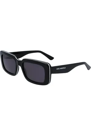 Karl Lagerfeld Kl 6101s 001 54 Unisex Rechteckige Schwarze Knochen-sonnenbrille für Herren - One Size