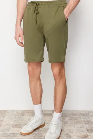 Trendyol Khakifarbene, Mittellange Shorts Mit Elastischem Bund Und Schnürung Normale Schnittform für Herren - XL