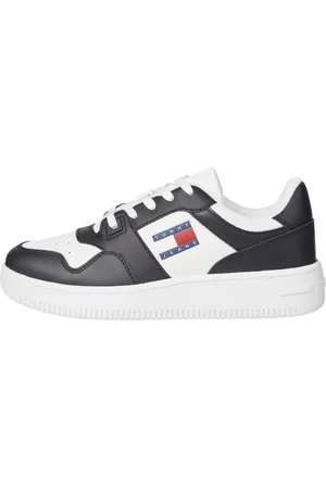 Tommy Hilfiger Schwarzer Leder-sneaker – Bequeme Flache Unterseite, Atmungsaktive Oberfläche -0gs für Damen - 40